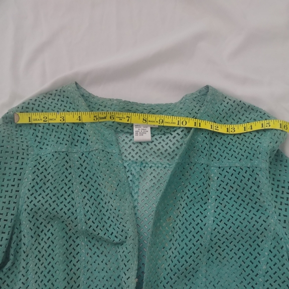 Vintage Suede Jacket perforated (like laser cut) w/ hook & eye closure, unique - Picture 4 of 12